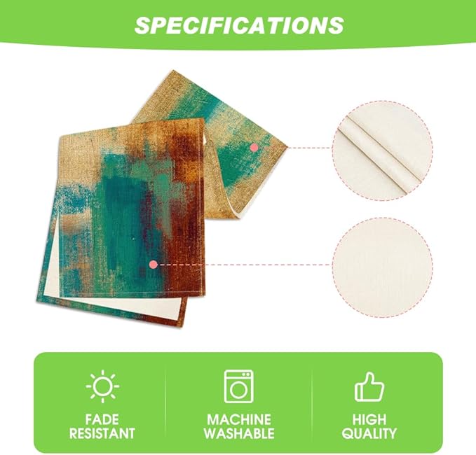 Artoid Mode Brown Blue Abstract Modern Art Table Runner, Seasonal Farmhouse Style Kitchen Dining Table Decoration for Home Party Decor 13x72 Inch