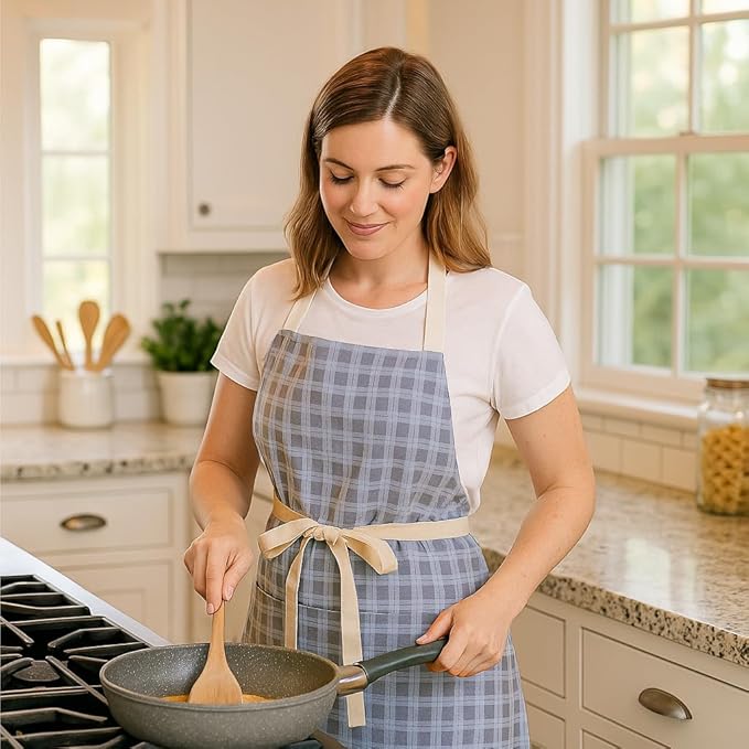 Aoomzoon Kitchen Aprons for Women with 2 Pockets,Double Sided Vintage Adjustable Apron for Gardening Cooking Arting Painting