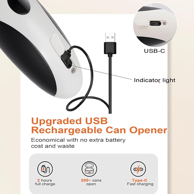 NOTUSIUY One-Touch Can Opener Electric with Rechargeable USB-C Fast Charge, The Electric Can Openers for Senior Best Gift in Kitchen