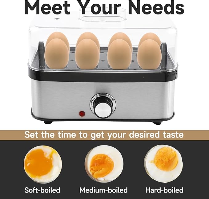 Electric Egg Cooker Rapid – 8 Egg Capacity for Hard Boiled Eggs, Soft boiled egg, Poached Eggs, Scrambled Eggs, or Omelets Maker with Auto Shut Off