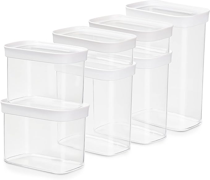 Emsa N11429 Optima 7-Piece Dry Storage Containers Set | 2 x 0.45/2 x 1/2 x 1.6/2.2 Litres | Rectangular | 100% Safe/Hygienic/Safe | Fresh Seal | BPA Free | Transparent Design