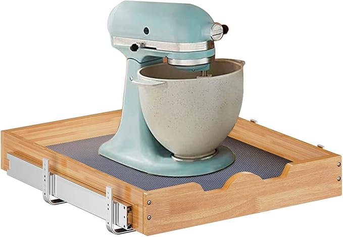 OCG 1 Tier Pull Out Cabinet Organizer (17" W x 21" D), Heavy-Duty Slide out Wood Drawer Shelf, Pull Out Drawer for Cabinets, Base Cabinet Organization for Kitchen, Pantry, Bathroom