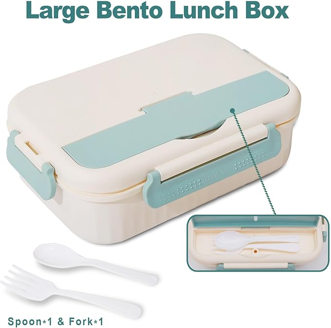 Bento Box Adult Lunch Box, Lunch Containers for Kids Children with 3 Compartments, 1800 ML Bento Lunch Box with Spoon & Fork, Microwave & Dishwasher Safe, BPA-Free and Food-Safe Materials(Blue)