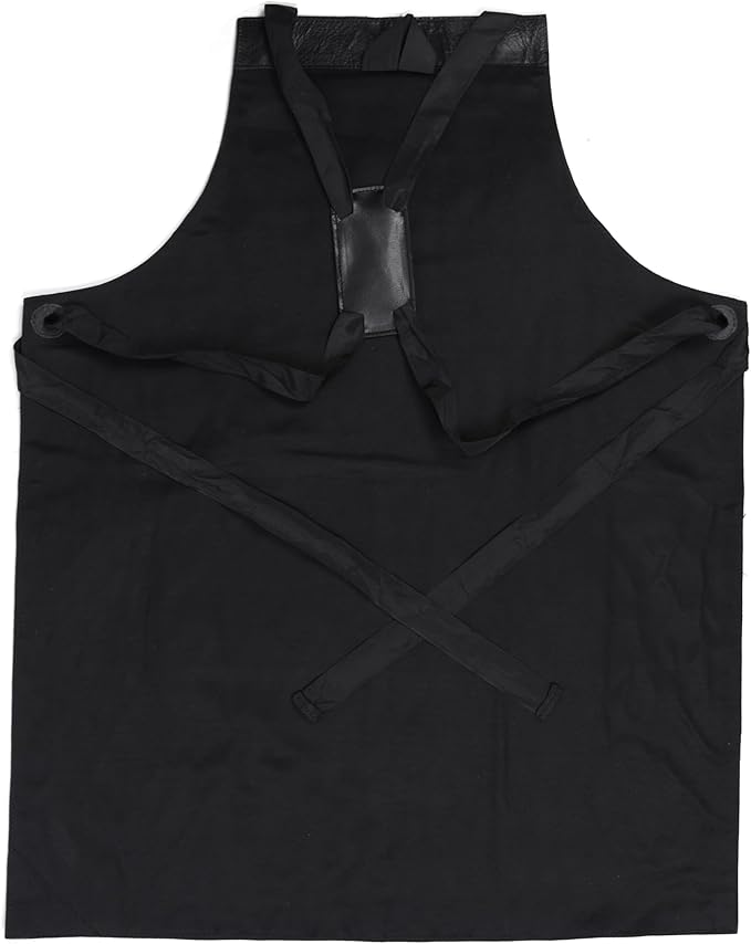 One Size Fits Utility Apron | Adjustable Cross-Back Straps | Multi-Use Shop Apron With Tool Pockets By Aaron Leather Goods (Leather, Black)