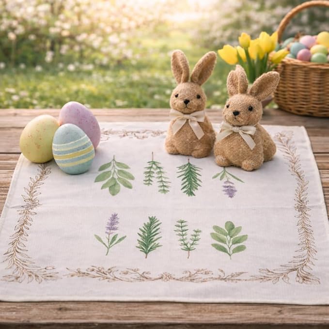 Easter Gift Kitchen Microfiber Waffle Tea Towels Set of 2 Absorbent & Fast Drying Dish Cloths for Cleaning,Vintage Floral Herbs Boho,Decorative Hand Towels for Bathroom,20x28 Inch(Vintage Four Herbs)