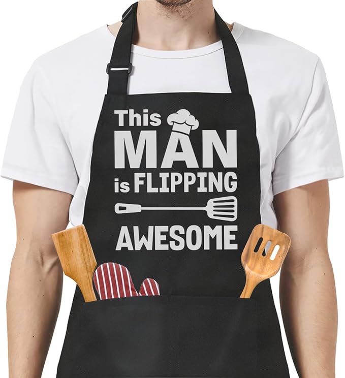 SANDJEST Funny Apron for Dad - Birthday Father’s Day Cooking Grilling Gifts for Mens