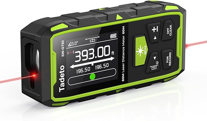 Tadeto Dual Laser Measuring Tool, 393FT/120M Bilateral Laser Measurement Tool Backlit LCD Display, Rechargeable Laser Measure with Ft/in/M Multiple Units Length/Area/Volume/Angle