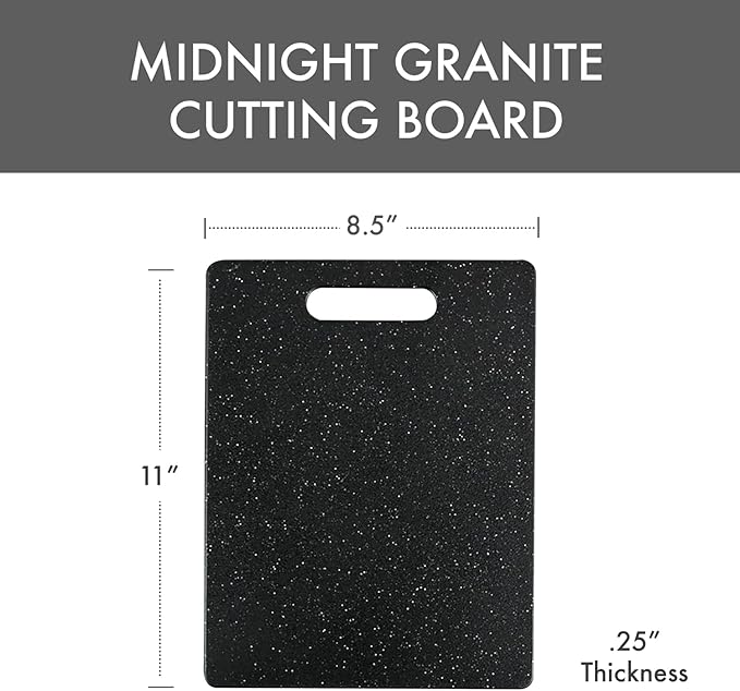 Dexas Superboard Cutting Board with Handle 8.5 x 11 inch Midnight Granite, Compact Kitchen Prep Board, Dishwasher Safe, Non-Porous Poly Surface, Made in USA
