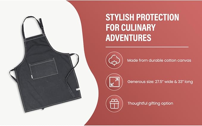 AMOUR INFINI Cotton Solid Aprons for Women with Pocket, Adjustable Strap and Waist Ties Washed Chef Aprons for Cooking, Baking and Gardening (27.5 x 33 Inches - Gray)
