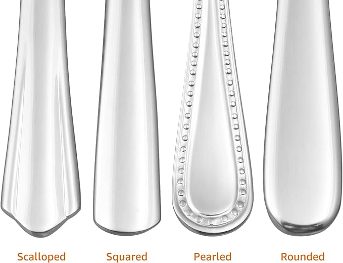 Amazon Basics Stainless Steel Dishwasher Safe Dinner Spoons with Round Edge, Large Tablespoons, Substantial Weight, 7.9 inches, Silver, Pack of 12
