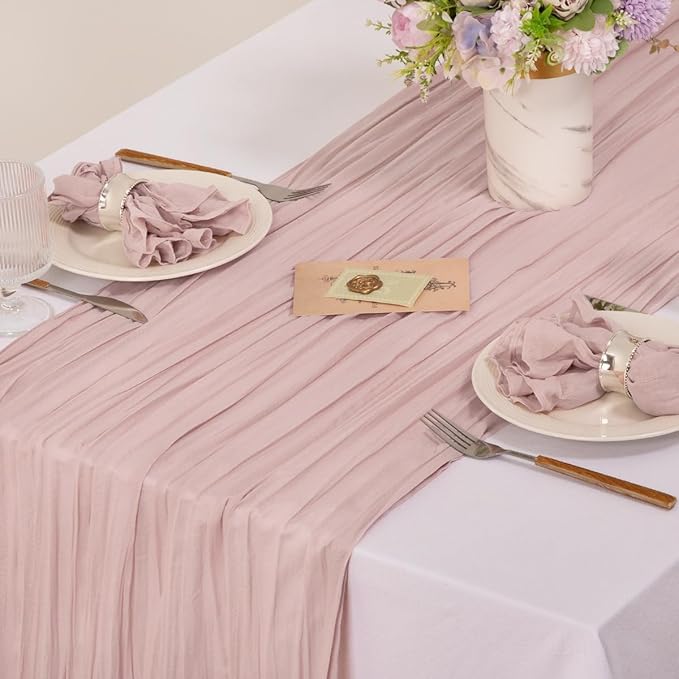 MLMC 24 Pack Pink Cheesecloth Napkins Boho Rustic Gauze Light Pink Cloth Napkins Washable 21"x21" for Wedding Bridal Shower Birthday Anniversary Dinner Decor