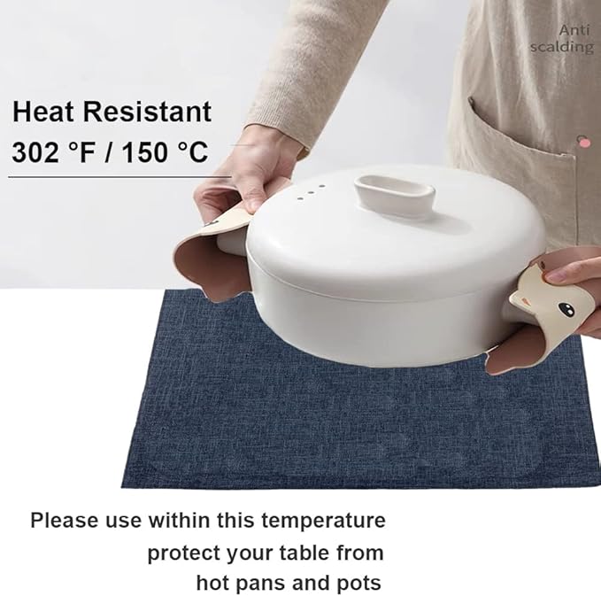 Weabetfu Cloth Placemats Set of 6 Heat Resistant Dining Table Placemmats Cotton Linen Machine Washable Kitchen Table Mats Wrinkle Free Thick Fabric Place Mats,Easy to Clean,13" x 19"
