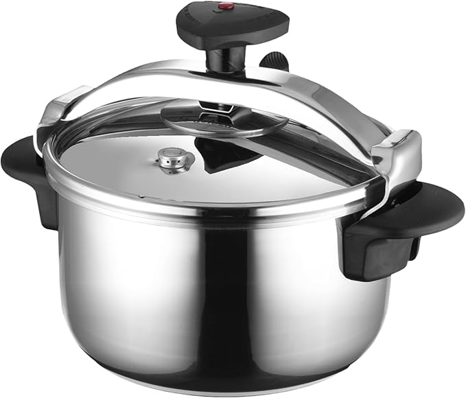 MAGEFESA Star 4.2-Quart Stainless Steel Pressure Cooker, Works on All Stovetops (Induction Compatible), Safety Lock & 8 PSI Cooking