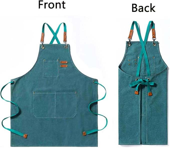 Aprons For Women Men With Pockets 2 Pcs,Kitchen Waterproof Hair Stylist Linen Bbq Tool Canvas For Adults Apron