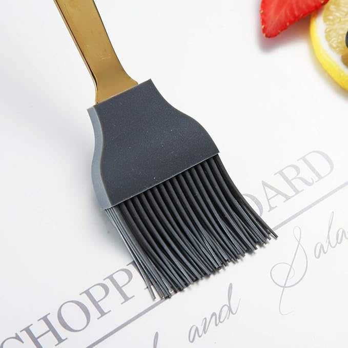 Berglander Gold Basting Brush, Kitchen Brush For Cooking With Titanium Gold Plating, Barbeque Brush, Pastry Brush, BBQ Brush, Dishwasher Safe, Easy to Clean