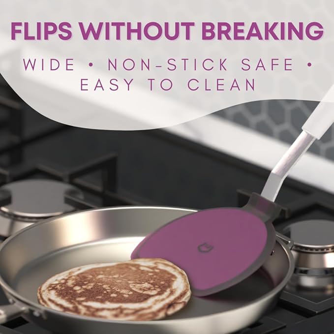 Wide Pancake Spatula Flipper - Heat Resistant Extra Large Silicone Turner for Non-Stick Cookware & Griddle - Perfect for Crepes & Eggs - Ideal Big Baking Tool for Women Who Love to Bake by KPKitchen