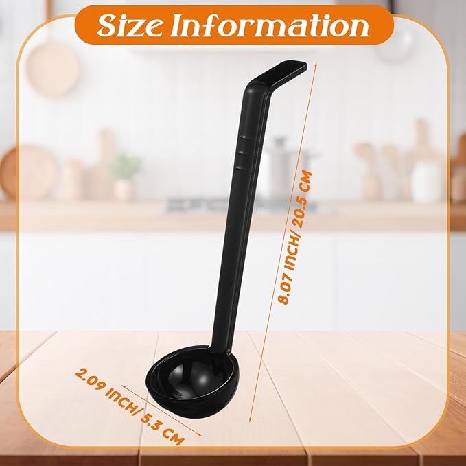 Tioncy 10 Pcs 1 oz Small Ladle 7.1 Inches Mini Ladle for Serving Sauce, Soup, Dressing, Punch Bowl, Gravy, Cocktail, Fruit Juices Reusable Plastic Long Handle Spoon for Party Banquets Catering(Black)