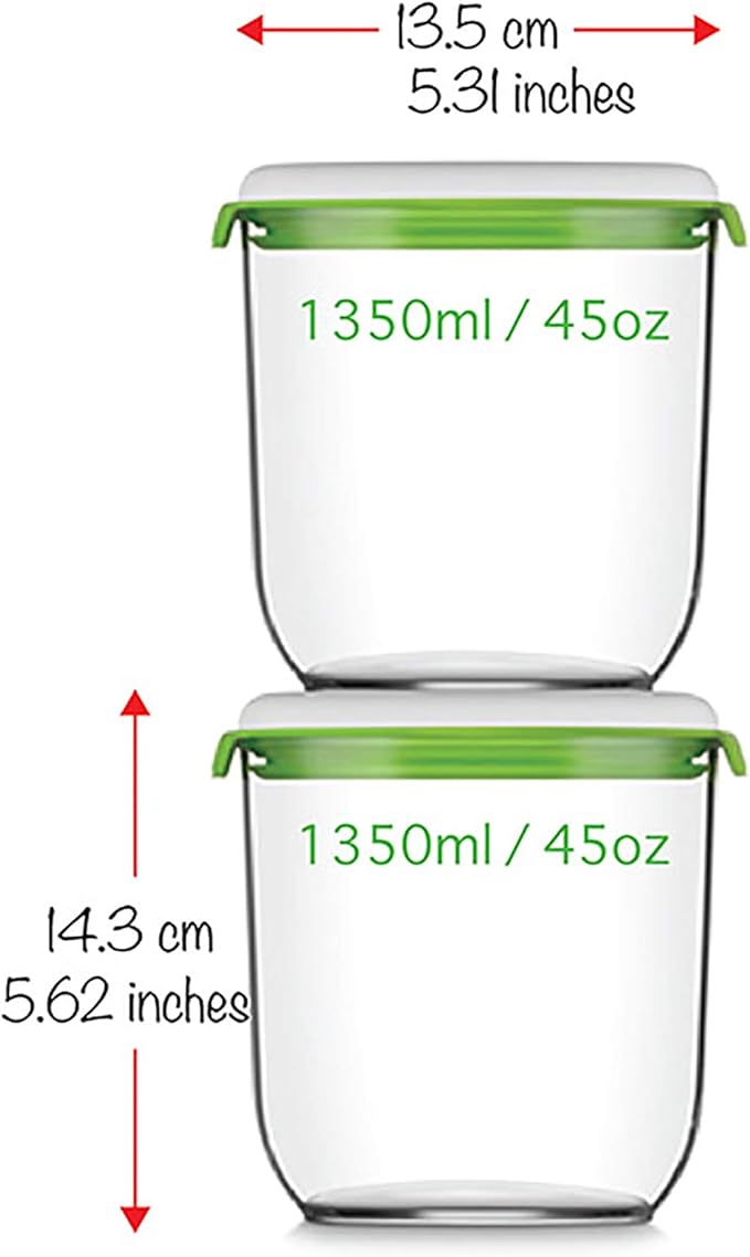 FOSA Vacuum Seal Containers, 2 Pack 45 oz, Vacuum Container for Food Storage, Food Containers for Vacuum Seal, Airtight Vacuum Food Containers, Durable Storage Solution (Vacuum Pump Not Included)