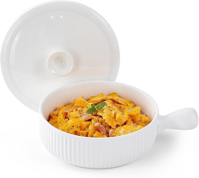 EliteVibe Ceramic Microwave Egg Cooker Scrambled with Lid, BPA-Free Non-Stick Non-Toxic & Heat-Resistant Quick Cooking Egg Maker, Dishwasher Safe, Holds Up to 3 Eggs（White）