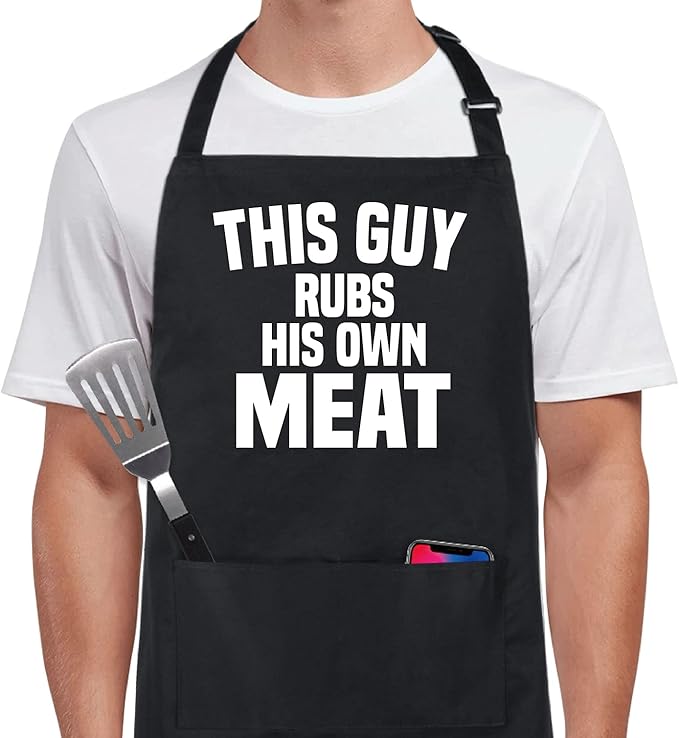 Xornis 100% Cotton Funny Apron with 2 Pockets for Men Women BBQ Grilling Adjustable Bib Black Aprons Gifts Cooking Kitchen