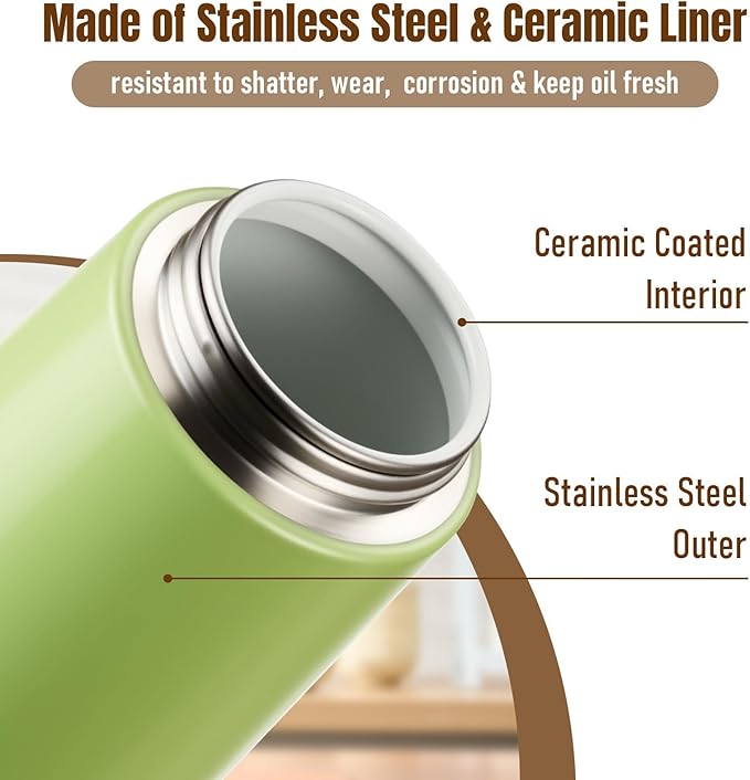 PARACITY 2 in 1 Oil Dipenser Bottle, Stainless Steel (Green-Black)