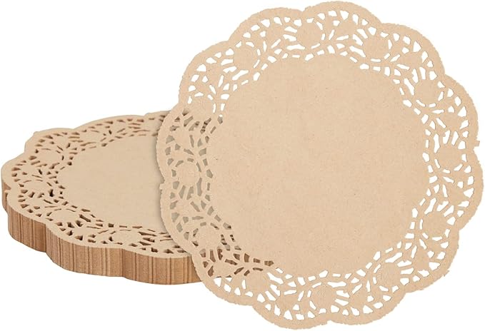 Juvale Paper Placemats - 9-Inch Brown, 250 Pack - Disposable Round Placemats & Doilies for Tables - Tea Party Decorations