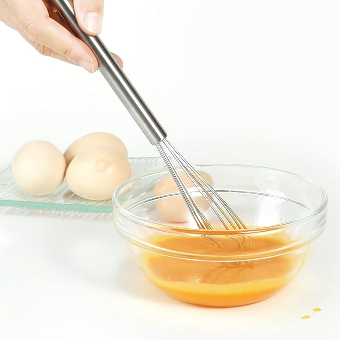 Webake 2 Pack Mini Whisks 304 Stainless Steel Small Whisks, 10.25" Coffee Whisk for Cooking Milk Egg Blending Whisking Beating Stirring