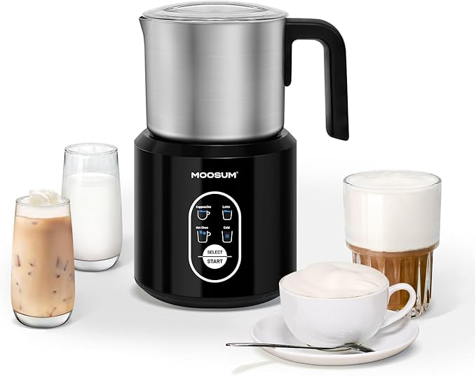 Food Grade Stainless Steel Electric Milk Frother and Warmer, 17oz, Detachable, Automatic Heating, Dishwasher Safe,silver