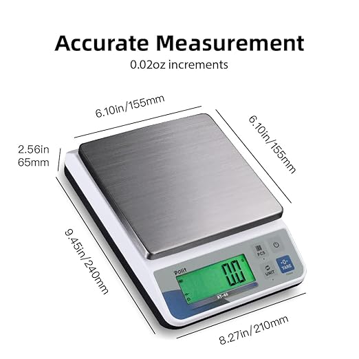 Polit KT-66 Digital Kitchen Scale 18lb/8kg – High-Capacity 0.5g Precision Food & Utility Scale with Stainless Steel Tray for Baking, Cooking, Market Produce and Small Business Weighing