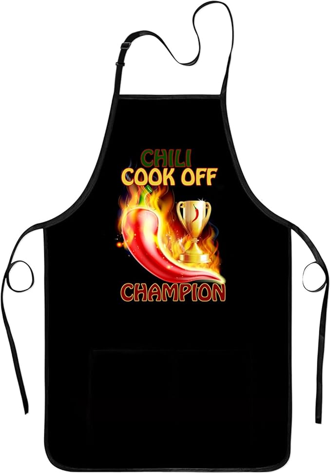 Funny Baking Apron,Baking Apron for Women with Pockets,Funny Chili Cook Off Apron, Cooking Chef Apron with BBQ, Kitchen Work Aprons with Pockets Birthday Dad Creative Gifts