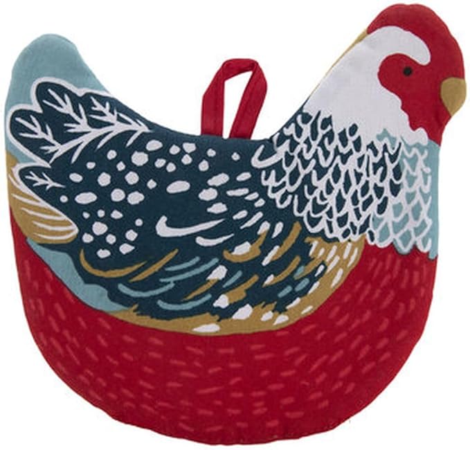 Cute Red Hen Shaped Pot Holder - 8 x 8 Inches
