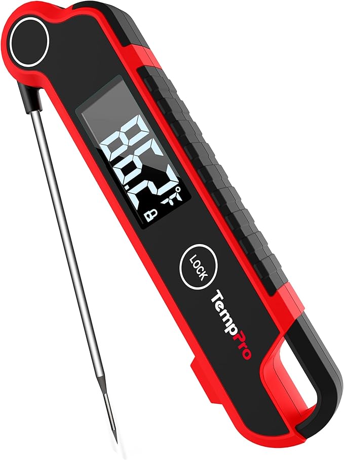 TempPro TP620 Instant Read Meat Thermometer Digital, Cooking Thermometer with Large Auto-Rotating LCD Display, Waterproof Food Thermometer Digital for Kitchen, BBQ, or Grill (Previously ThermoPro)