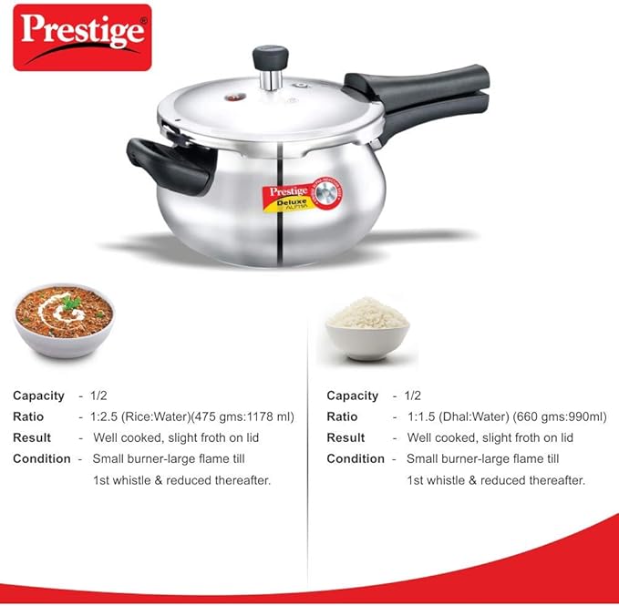 Prestige 3.3-Liter Deluxe Alpha Induction Base Stainless Steel Baby Handi, Small, 8"D x 13"W x 6"H, Silver