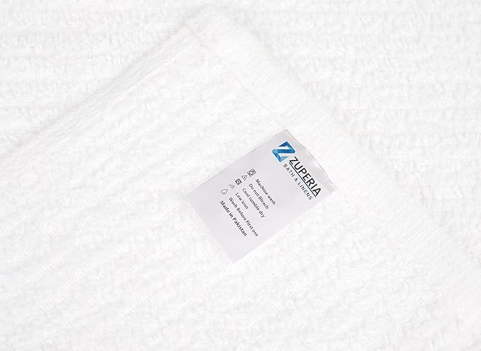 ZUPERIA Bar Mop Kitchen Towels - Pack of 12 (16"x19”) 100% Ring Spun Cotton - Dish Washcloths For Superb Cleaning and Less Lint - Highly Absorbent Dish Cloths and Dish Towels For Everyday use (White)