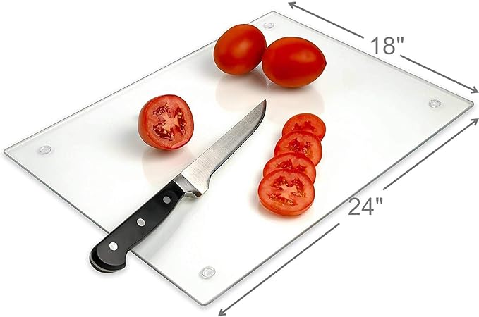 Tempered Glass Cutting Board Long Lasting Clear Glass Scratch, Heat, Shatter Resistant, Dishwasher Safe. (XXLarge 18x24")