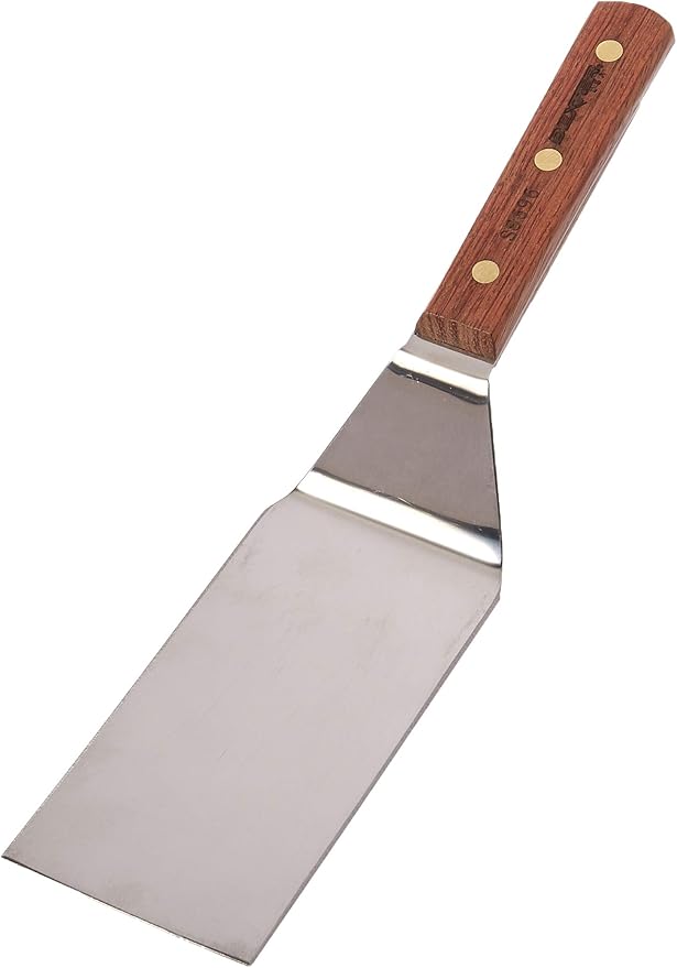 Dexter Russell Traditional 6" x 3" Hamburger Turner | Stiff Offset Stainless Steel Blade | Ergonomic Rosewood Handle with Brass Rivets | Professional Grade, 16160