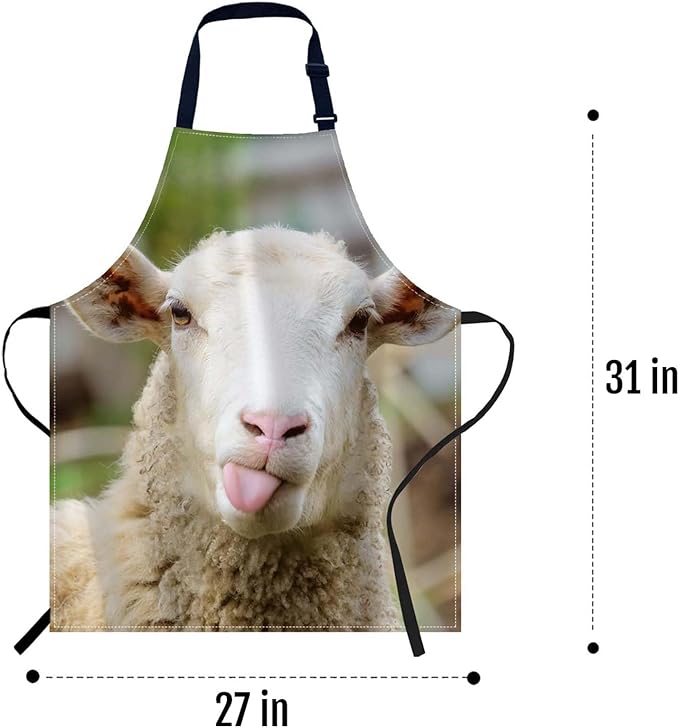 oFloral Funny Sheep Apron Unisex Adjustable Bib Apron Cooking Kitchen Chef Women Men Aprons for Home Kitchen, Restaurant,Coffee House,Shop,Garden