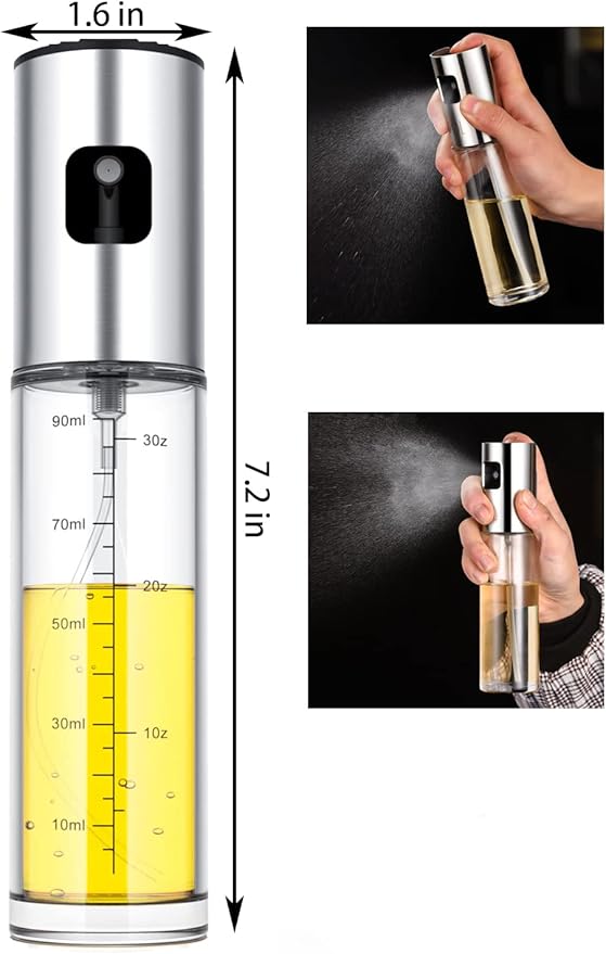 NIKKIER Oil Sprayer for Cooking,100ml Olive Oil Spritzer,Oil Sprayer for Air Fryer, Salad,BBQ,Roasting