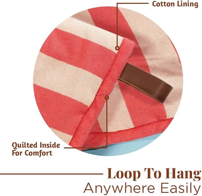 Folkulture Red Oven Mitts - Set of 2 (5.75"x9") | Cute Red Oven Mitts with Hanging Loop for Cooking Gifts, Kitchen Decor| 100% Cotton, Silicone Heat Resistant Oven-Gloves for New Home Essentials