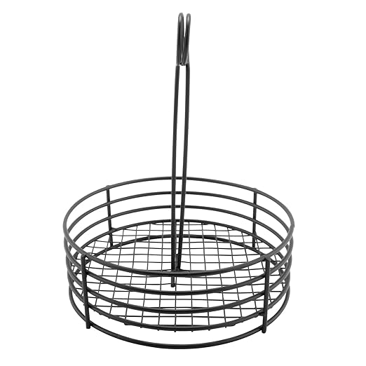 G.E.T. 4-31850 Black Round Stainless Steel Condiment Caddy Iron Teflon Coated Table Caddies Collection, Non Stick, 7.5"