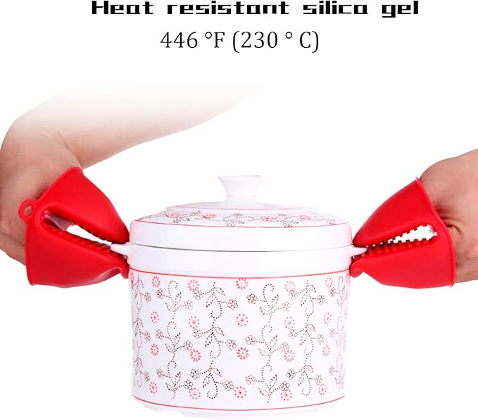 NEPAK 4 Pairs Silicone Cooking Pinch Grips Oven Mitts Potholder for Kitchen Cooking & Baking