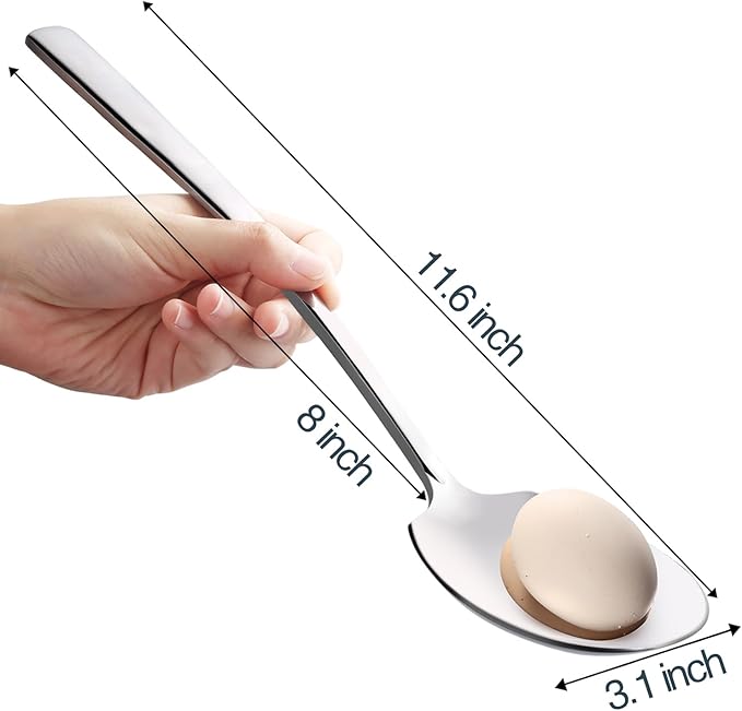 Large Serving Spoons Set Stainless Steel 12 Inch Slotted Spoon and Serving Spoon Serving Utensils for Buffet Catering Dishwasher Safe(1 Spoons, 1 Slotted,Silver)