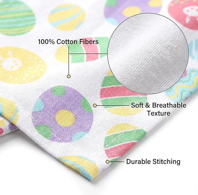 Urban Villa Easter Cloth Napkins 100% Cotton Dinner Napkins Set of 12(20x20)Highly Absorbent Soft Durable Washable Reusable Ideal for Easter Decorations Restaurant Wedding Farmhouse Parties- Egg Print