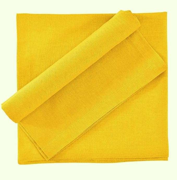 FINGERCRAFT Cloth Napkins, Cotton Linen Blend Fabric 12 Pack, 20 in x 20 in Premium Quality, Mitered Corners for Every Day Use Napkins are Pre Shrunk and Good Absorbency Yellow Easter Color
