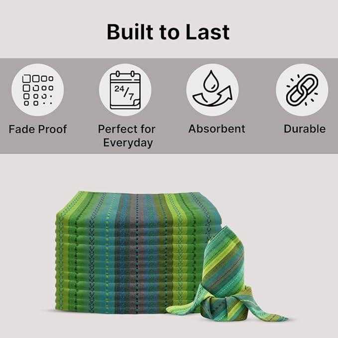 LFH Home Cotton Rich Cloth Salsa Napkin Set of 12 Washable Soft Durable Striped Table Napkins for Dining Wedding Daily Use Reusable Eco-Friendly Fabric Napkins for Elegant Settings(18x18)-Lime Multi