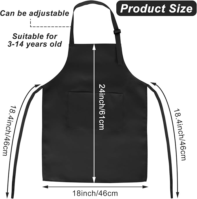 Morcheiong 8/12/24 Pack Adjustable Kids Apron Bulk with 2 Pockets Toddler Apron Kids Painting Aprons for Baking Painting