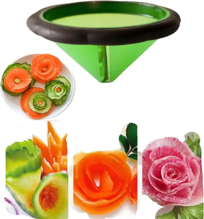 Decorative Spiral Floral Vegetable Peeler, Stainless Steel Kitchen Tool for Carrots and Cucumbers, Fruits and Vegetables, Green, Shacutery Board Kitchen Essential
