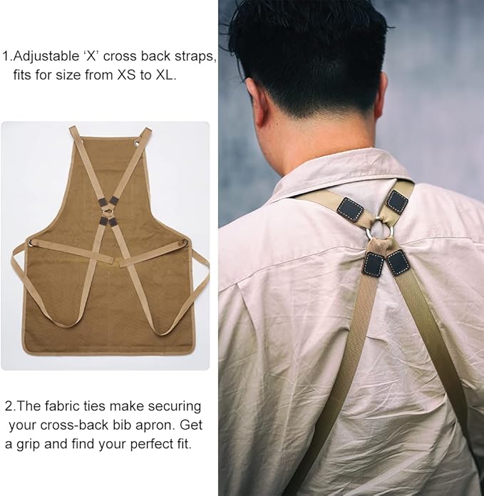 VIPERADE VAQ1 Mens Apron, Work Canvas Apron with Pockets Woodworking Aprons for Men
