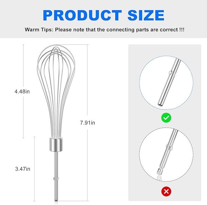 Kitchen Hand Mixer Whisk Attachments FOR KitchenAid Whisk KHMPW,KHM512BM KHM2B, AP5644233, KHM3, KHM5, W10720799, Kitchenaid Egg Beater - 2 Pack