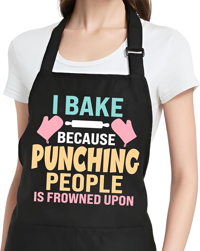 Funny Cooking Aprons for Women with Pockets, Kitchen Chef Aprons for Bakers, Birthday Gifts for Mom Wife Friends